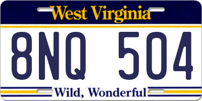 WV license plate 8NQ504