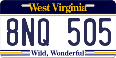 WV license plate 8NQ505