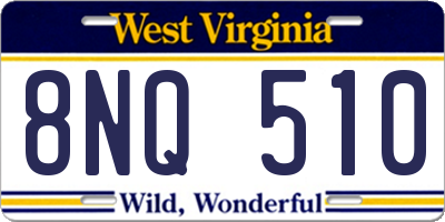 WV license plate 8NQ510