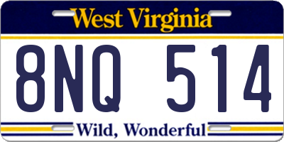 WV license plate 8NQ514