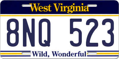 WV license plate 8NQ523
