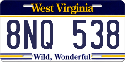 WV license plate 8NQ538