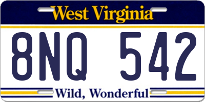 WV license plate 8NQ542