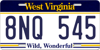 WV license plate 8NQ545