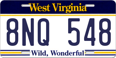 WV license plate 8NQ548