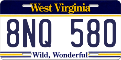 WV license plate 8NQ580