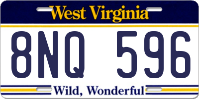 WV license plate 8NQ596