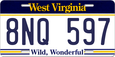 WV license plate 8NQ597