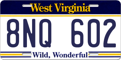 WV license plate 8NQ602