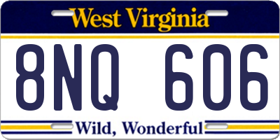 WV license plate 8NQ606