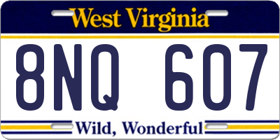 WV license plate 8NQ607