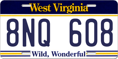WV license plate 8NQ608