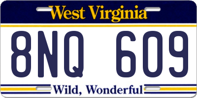 WV license plate 8NQ609