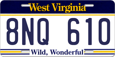 WV license plate 8NQ610