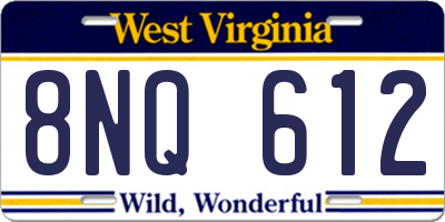 WV license plate 8NQ612