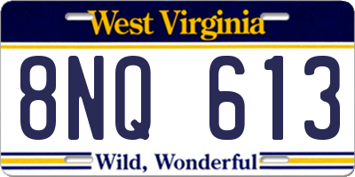 WV license plate 8NQ613