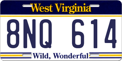 WV license plate 8NQ614