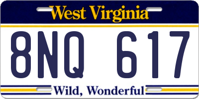 WV license plate 8NQ617