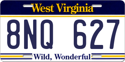 WV license plate 8NQ627