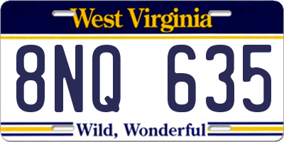 WV license plate 8NQ635