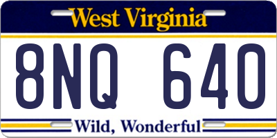 WV license plate 8NQ640