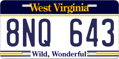 WV license plate 8NQ643
