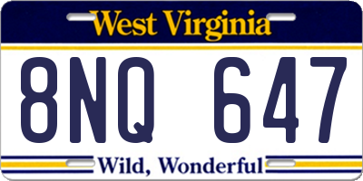 WV license plate 8NQ647
