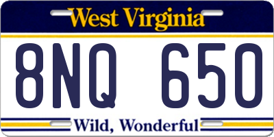 WV license plate 8NQ650