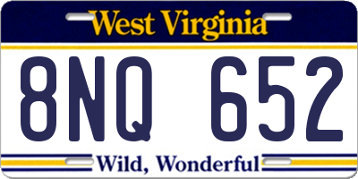 WV license plate 8NQ652