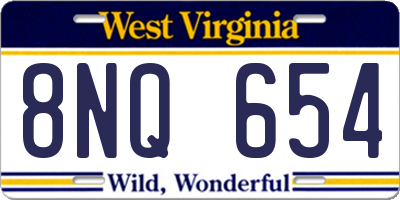 WV license plate 8NQ654