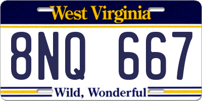 WV license plate 8NQ667