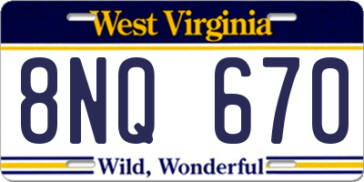 WV license plate 8NQ670