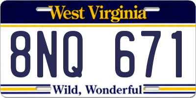 WV license plate 8NQ671