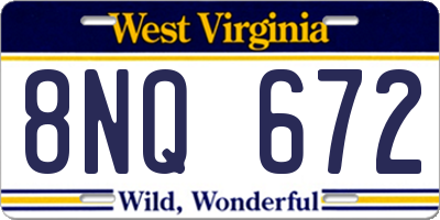 WV license plate 8NQ672