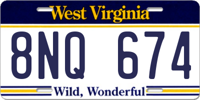 WV license plate 8NQ674