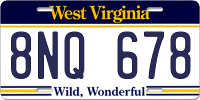WV license plate 8NQ678