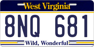 WV license plate 8NQ681
