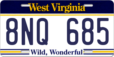 WV license plate 8NQ685