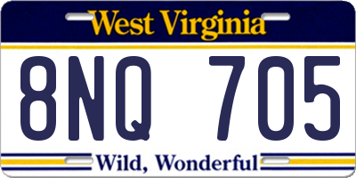 WV license plate 8NQ705