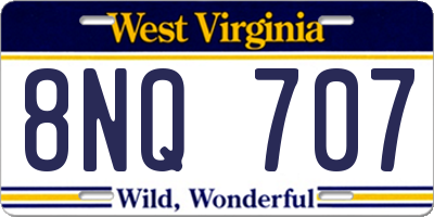 WV license plate 8NQ707