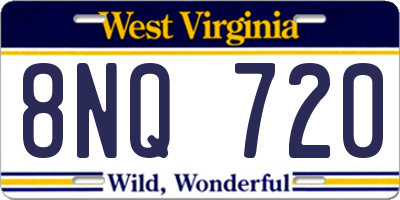 WV license plate 8NQ720