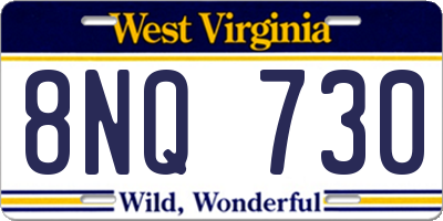 WV license plate 8NQ730
