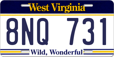 WV license plate 8NQ731