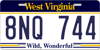 WV license plate 8NQ744