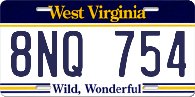 WV license plate 8NQ754