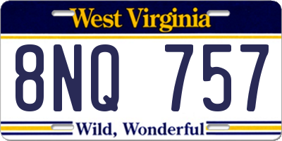 WV license plate 8NQ757