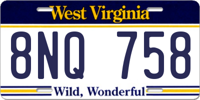 WV license plate 8NQ758