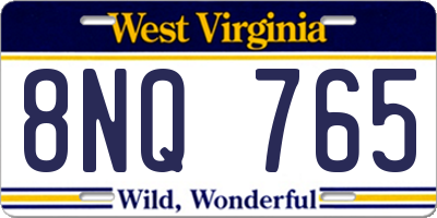 WV license plate 8NQ765