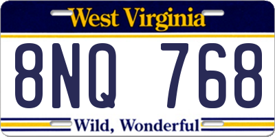 WV license plate 8NQ768