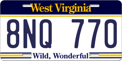 WV license plate 8NQ770